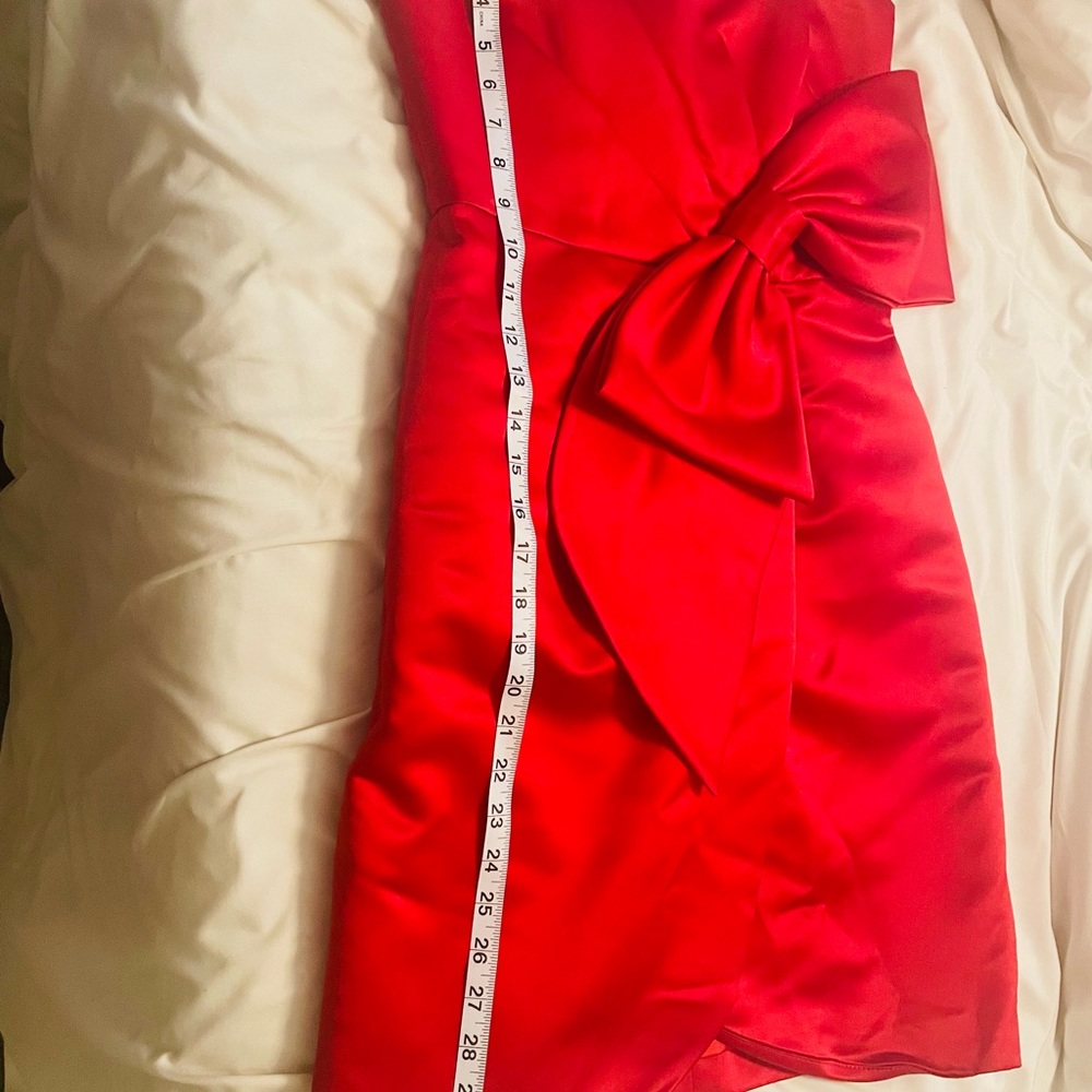 NEW Milly Strapless Bow-Waist Cocktail Red Dress - Picture 8 of 8